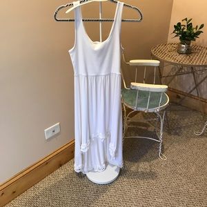 BCBG white tank top Hilow dress with lace headline